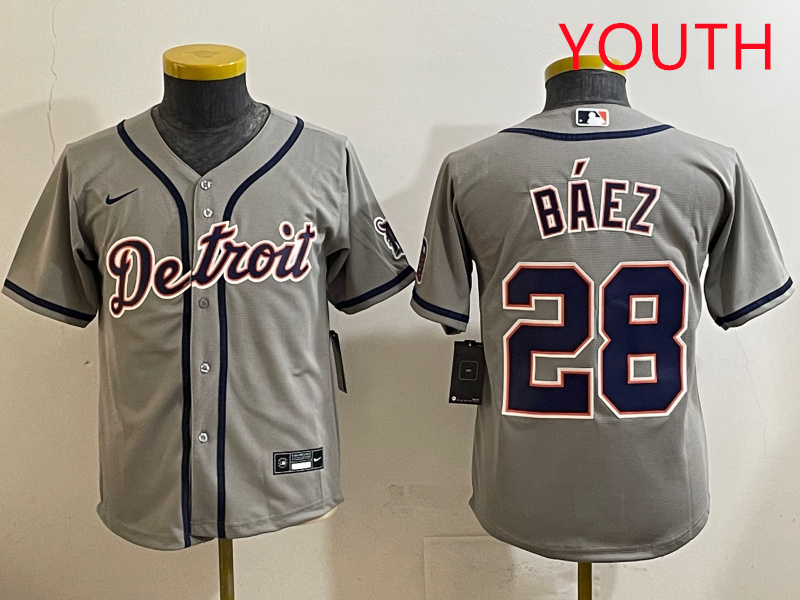 Youth 2025 Detroit Tigers #28 Baez grey Nike MLB jersey style 5